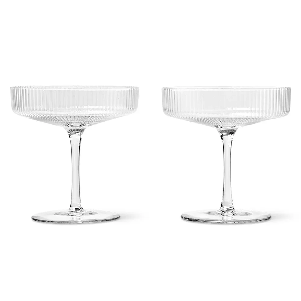 Ferm Living, Ripple Champagneglas 2 stk. Clear