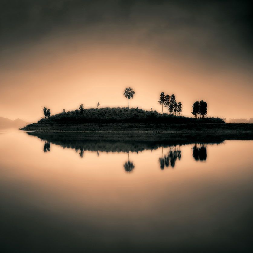 Artwood, Vægdekoration Sunset Island 100x100 cm Artwood