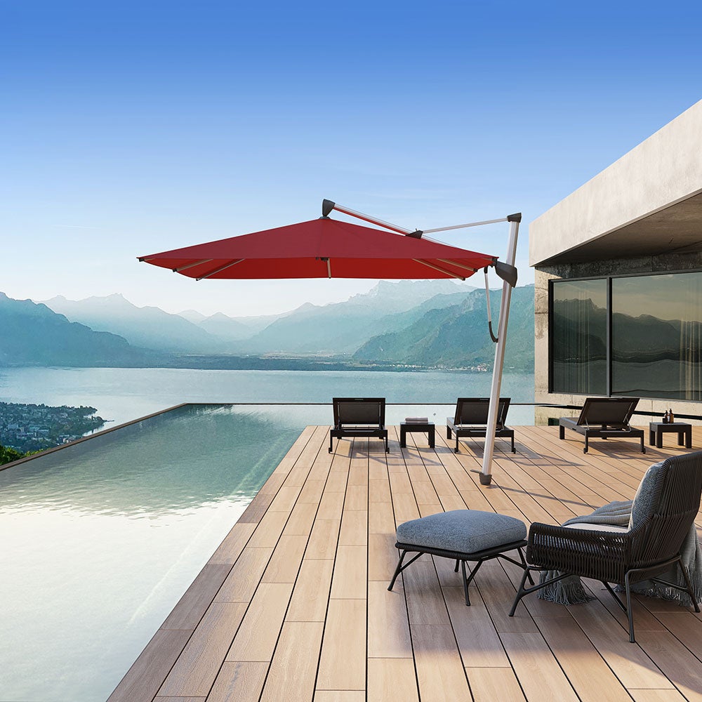 Sombrano S+ frithængende parasol 350 cm anodiseret aluminium Kat.4 420 Smoke