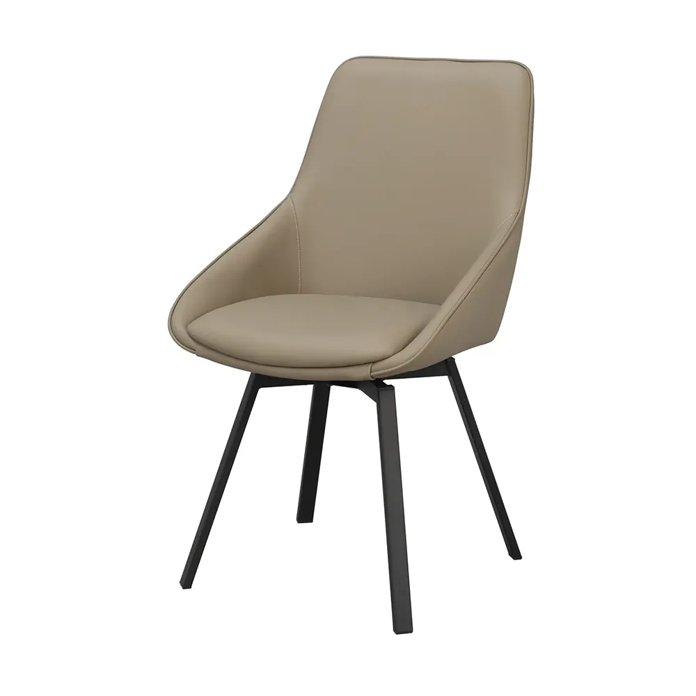 Alison stol beige læder/ben i sort metal