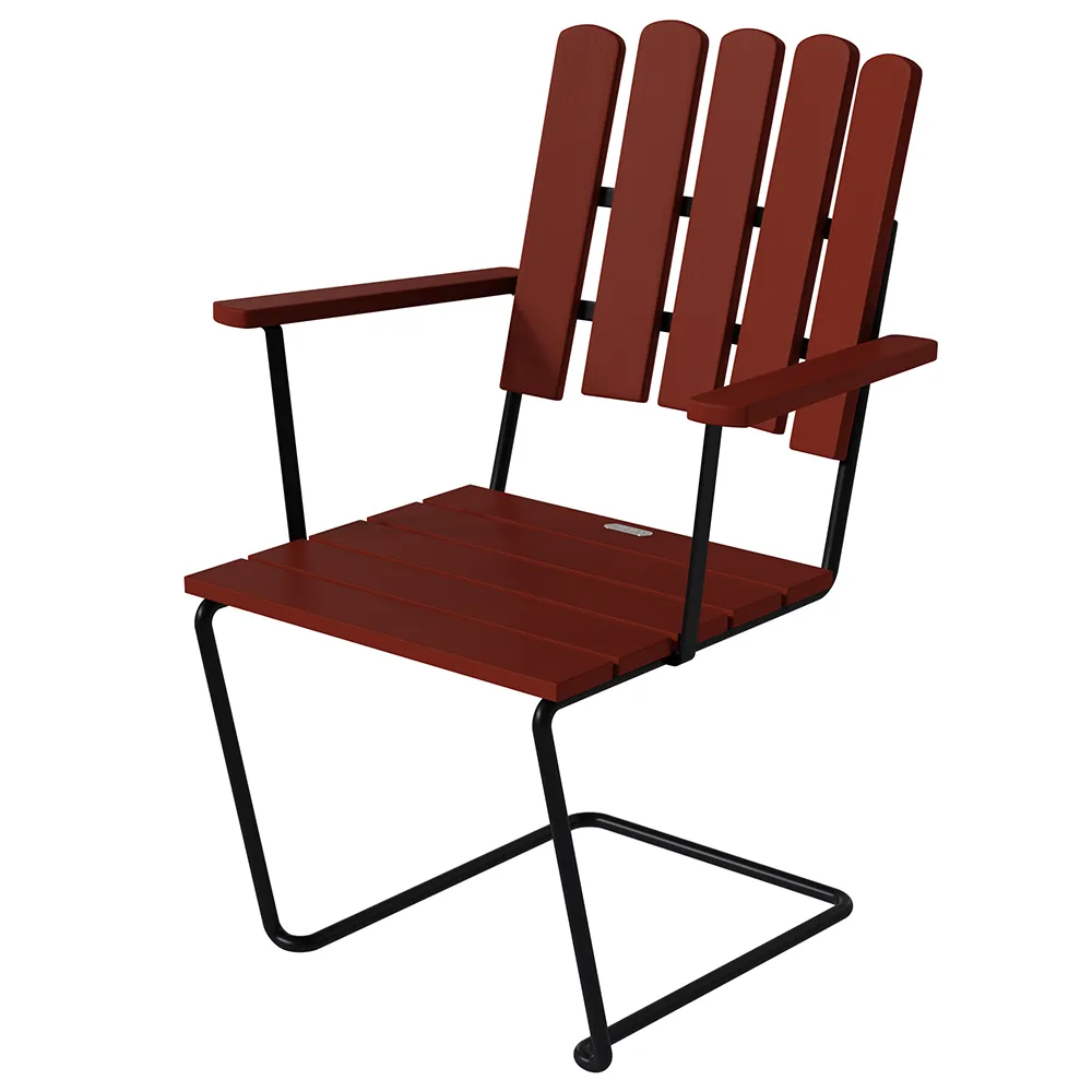 Grythyttan Stålmöbler, A2 lænestol Mørkerød lakeret eg / sort