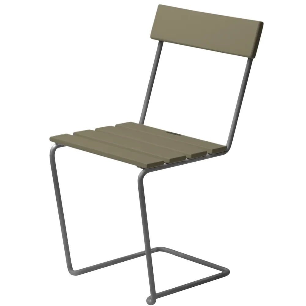 Grythyttan Stålmöbler, Stol 1 Grønlakeret eg / varmgalvaniseret stel