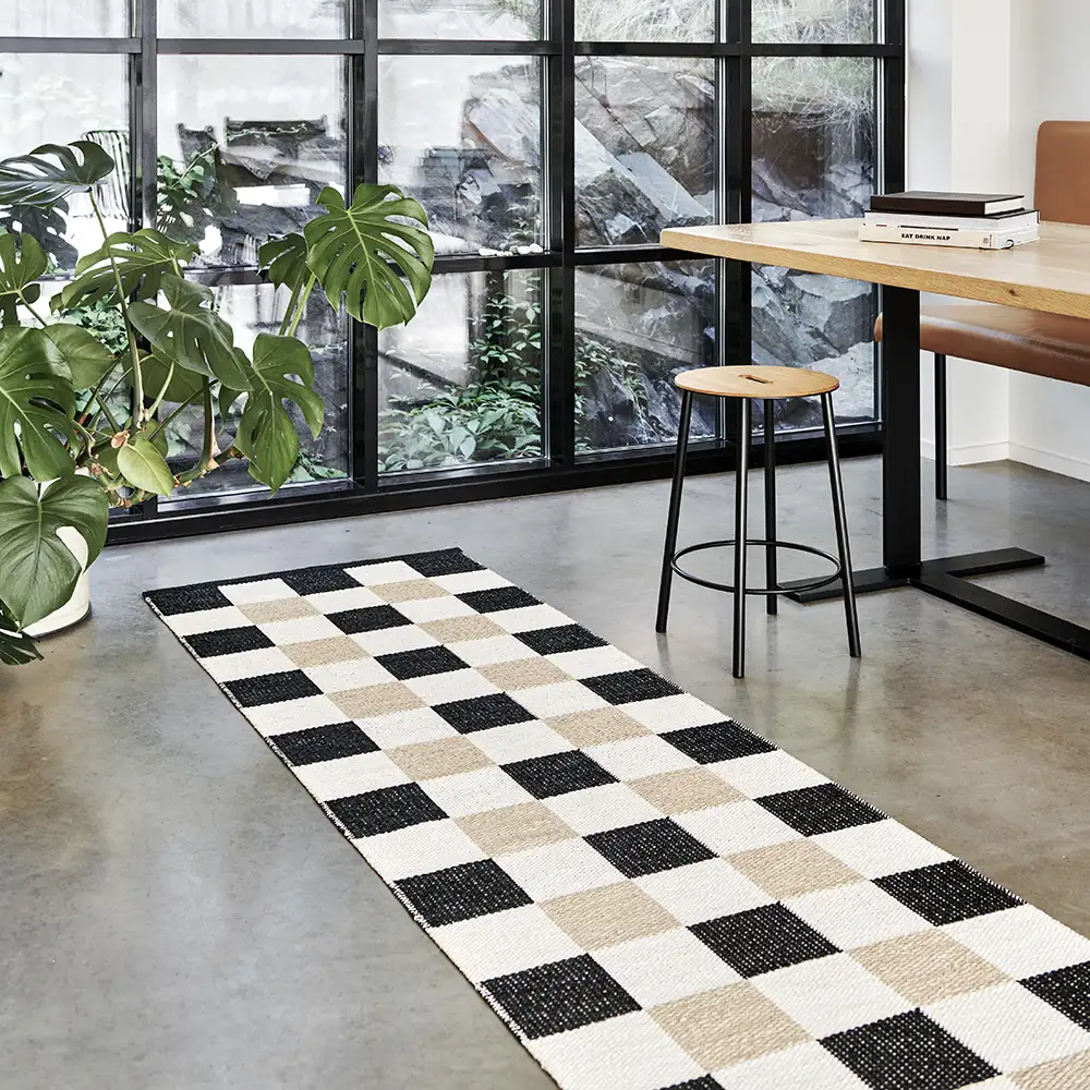 Pix tæppe 70x300 cm Black/Vanilla/Beige 