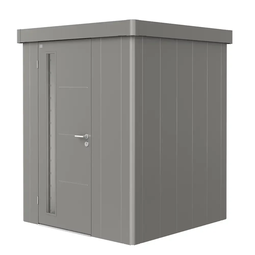 Neo 1A haveskur med standarddør, metallisk kvartsgrå