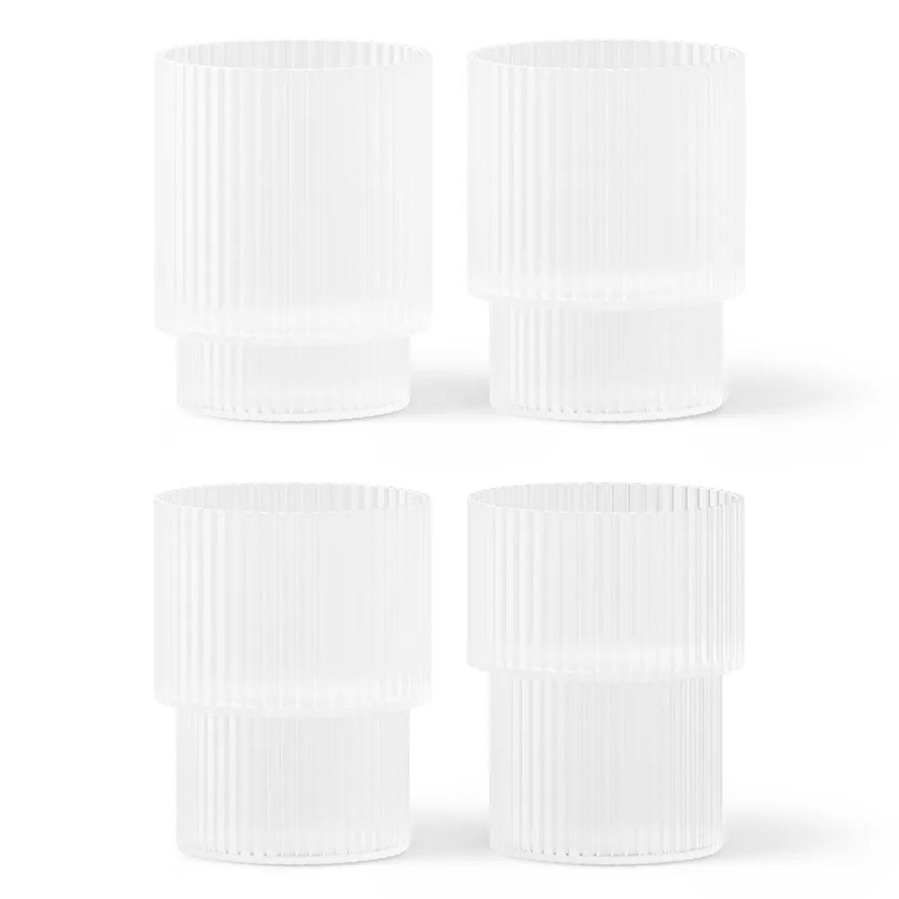 Ferm Living Ripple glas 4 stk Frosted