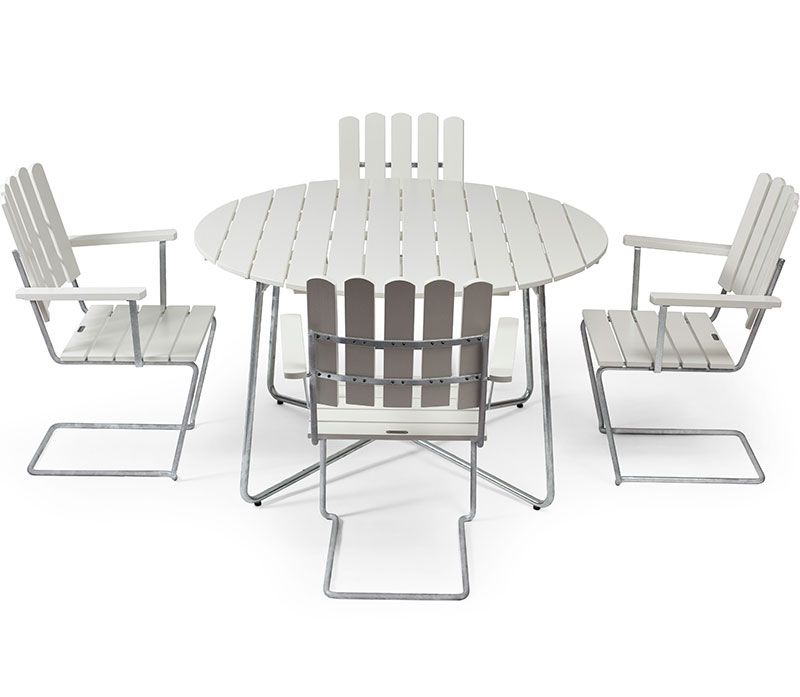 Bord 9A 120 Hvidlakeret Eg/Varmgalvaniseret Understel Grythyttan Stålmöbler