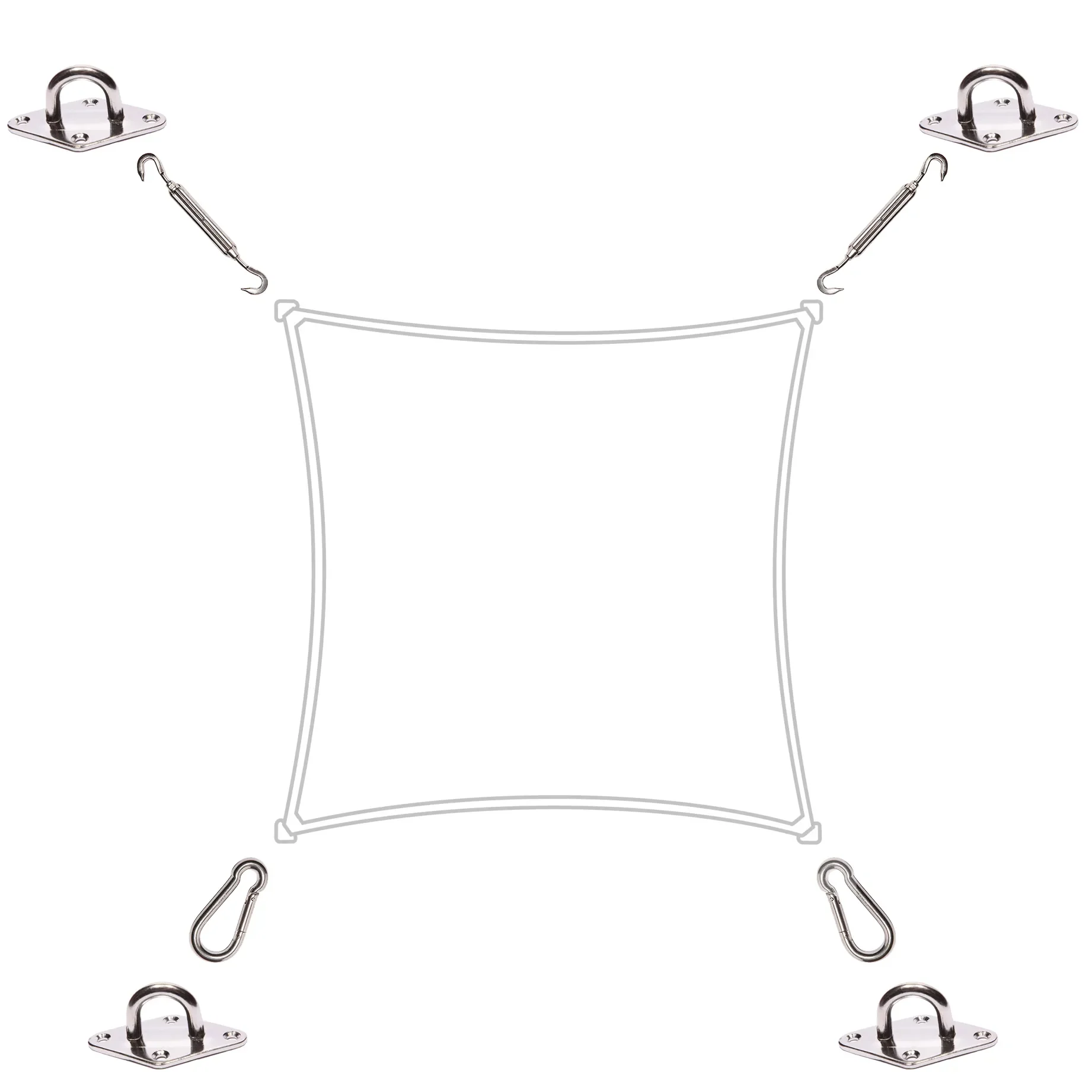 Monteringssæt til firkantede solsejl