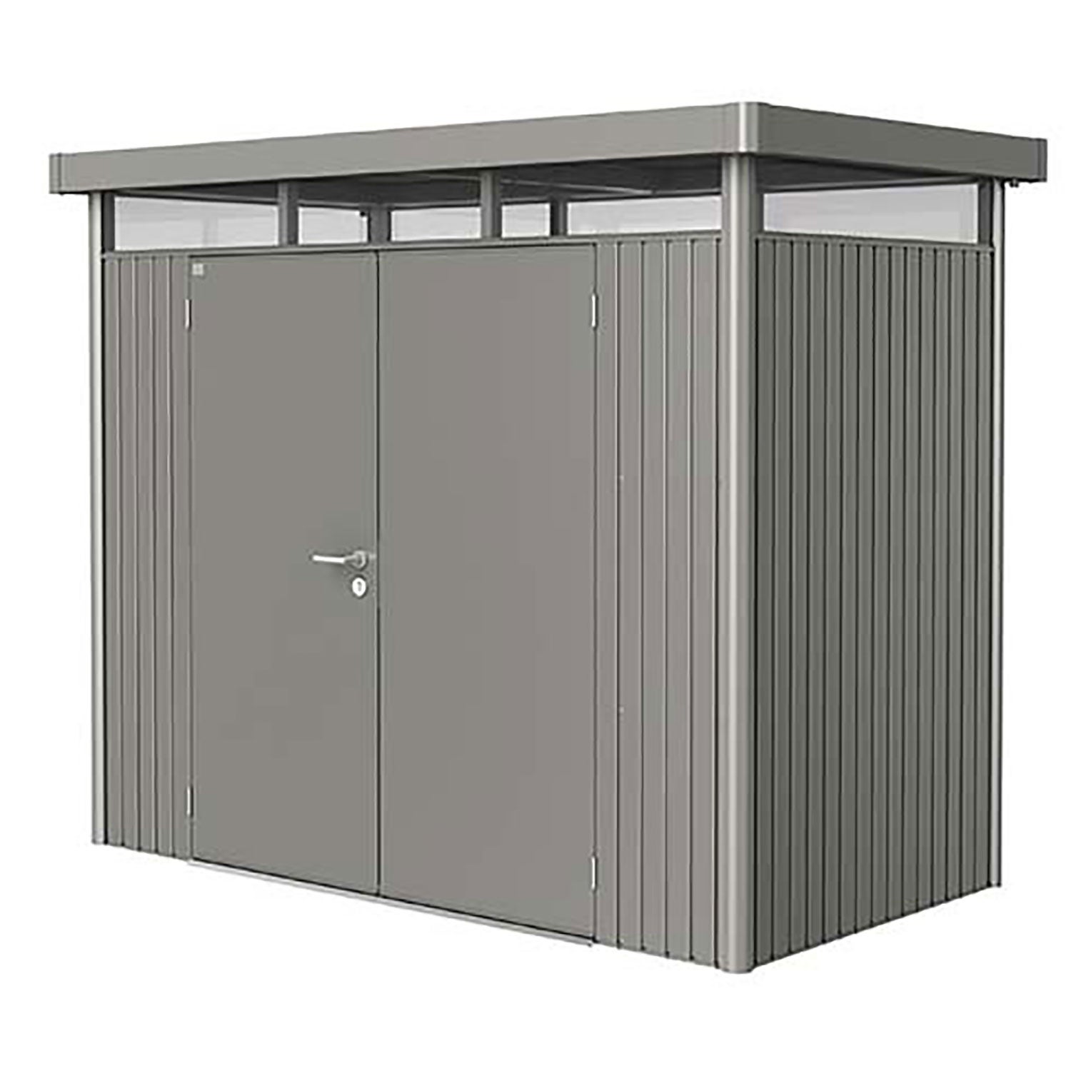 Highline haveskur med dobbeltdør, størrelse h1, metallisk kvartsgrå