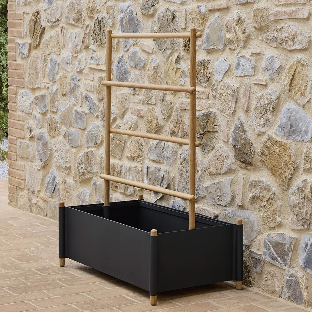 Sticks planter 103x58 cm med stativ Teak/Grey