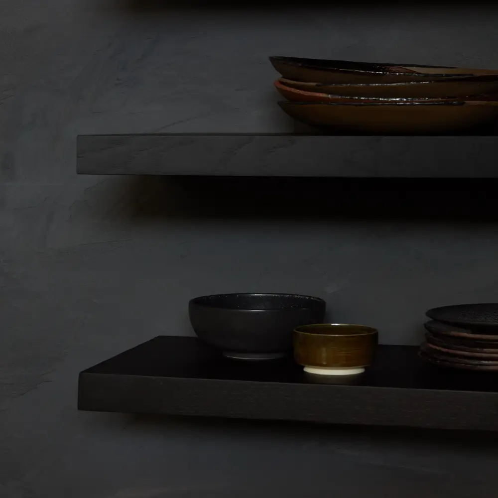 Væghylde Sortbejdset eg 140x22 cm