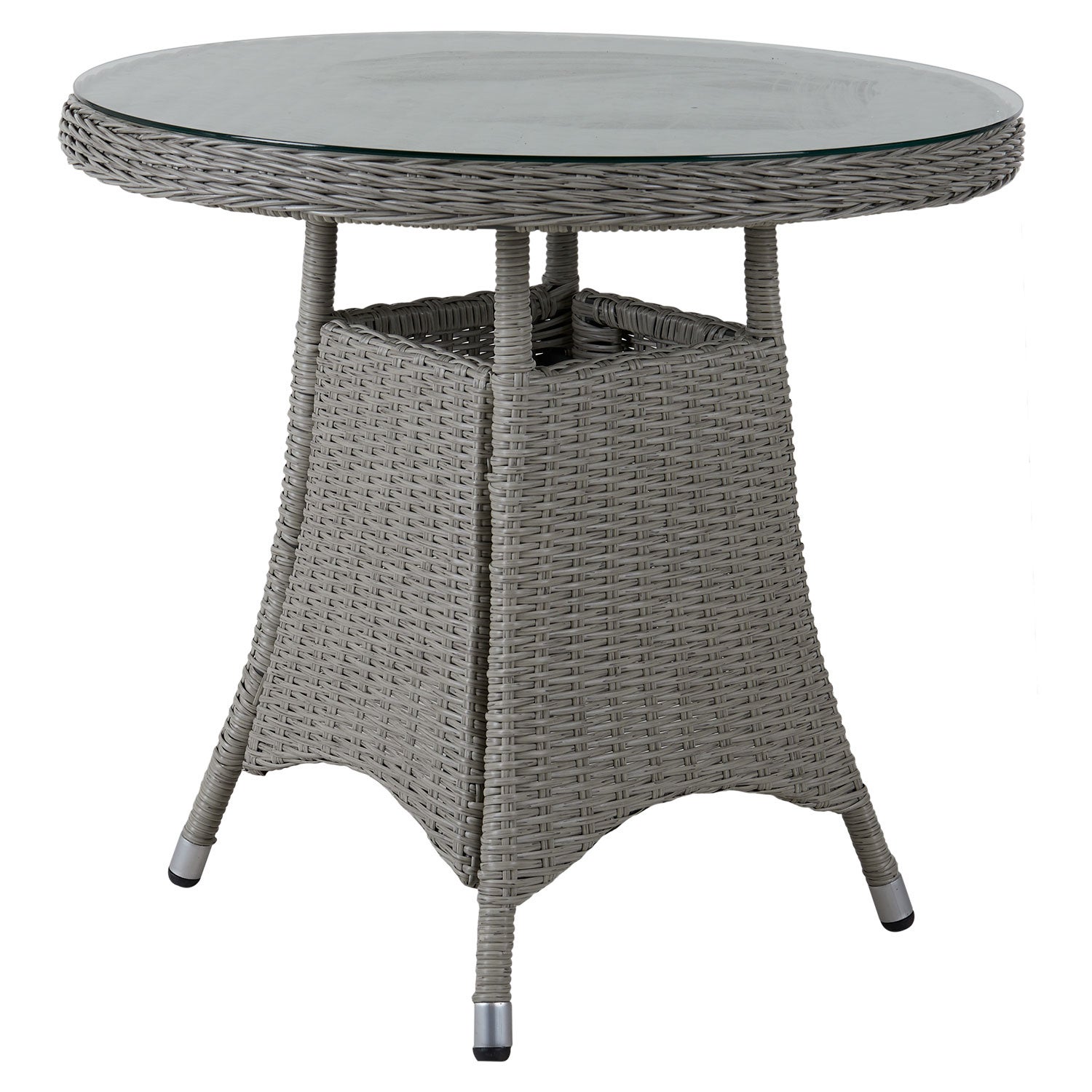 Brafab, Hornbrook Cafébord 80 cm Grå Polyrattan Inkl. Glas Brafab