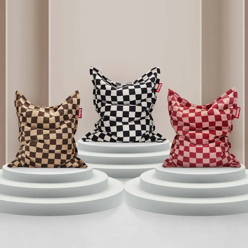 Original slim teddy Sækkestol chess black ecru