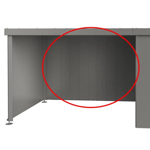 Bagvæg til sidetak Havehus Neo metallic grå