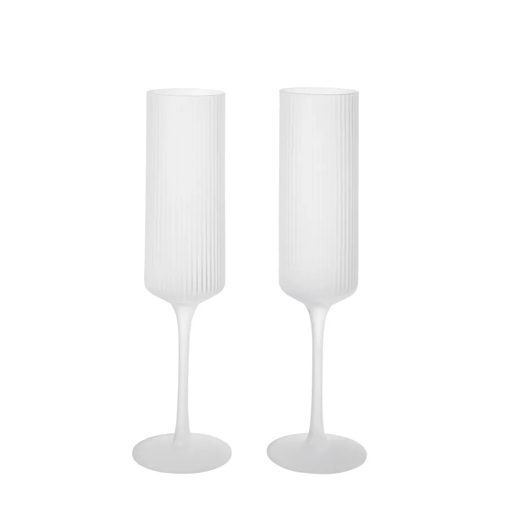 Ferm Living Ripple Champagne flutes champagneglas 15 cl 2-pak Frosted