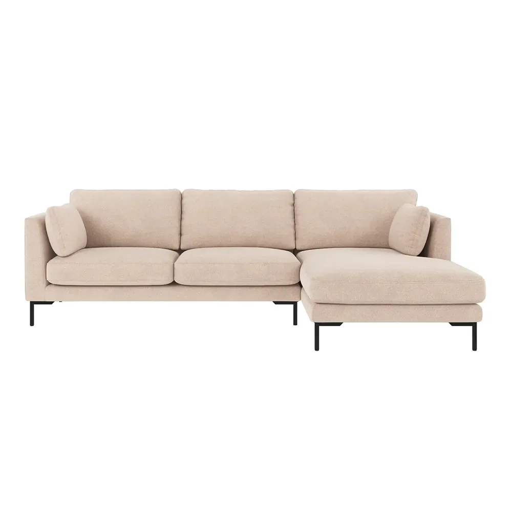 Corwin sofa 3,5-sæders sofa chaiselong højre stof Rita lys beige