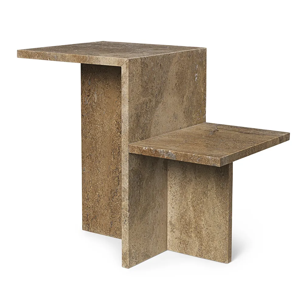 Distinct Side Table - Dark Brown Travertine