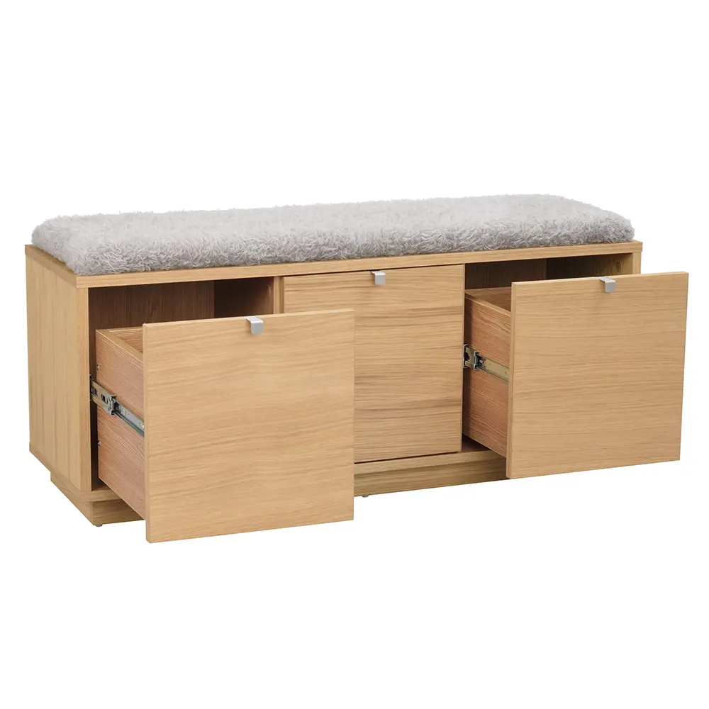 Confetti opbevaringsbænk i olieret eg/fåreskind-look