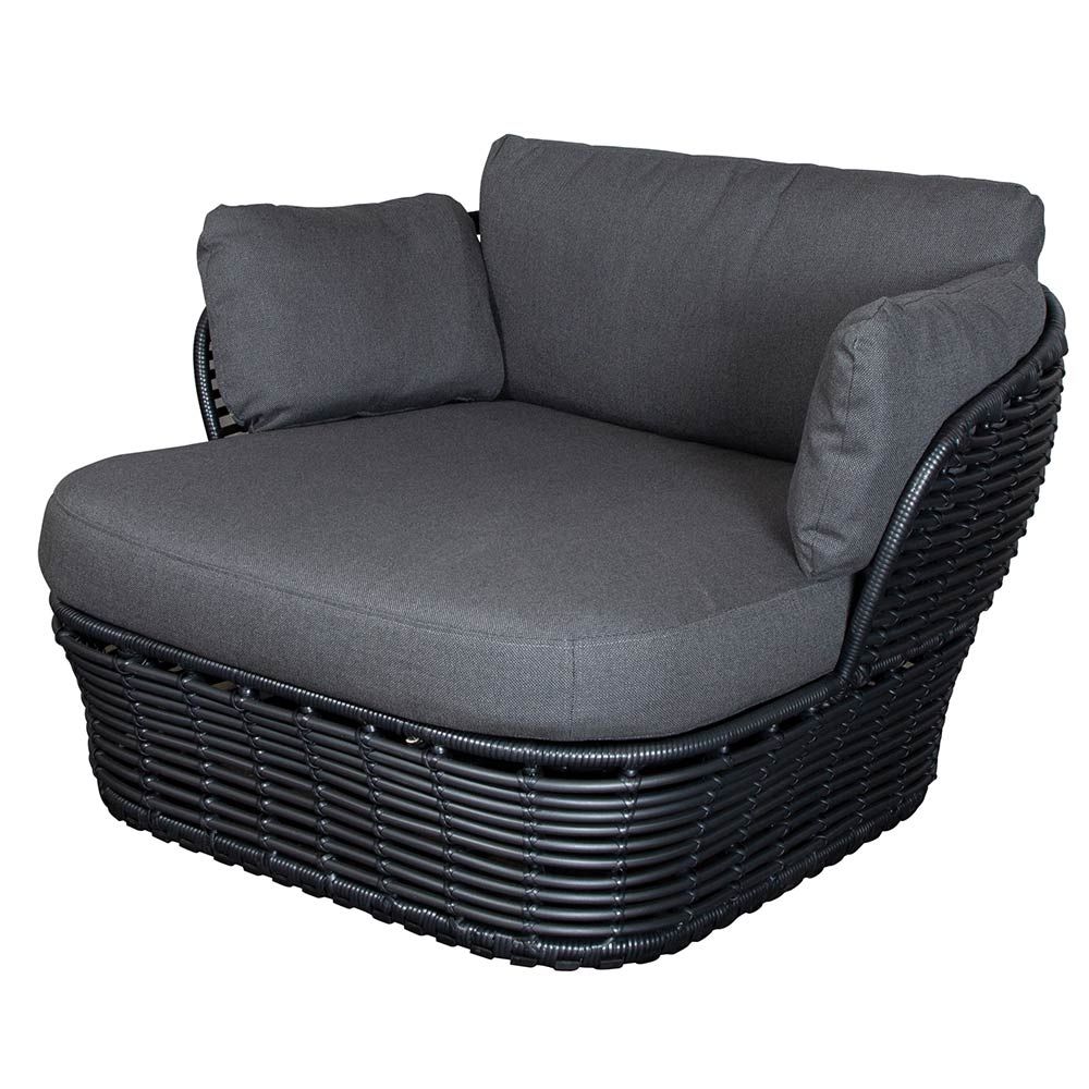 Cane-line, Basket loungestol Graphite syntetisk rattan inkl. grå Airtouch-pudesæt