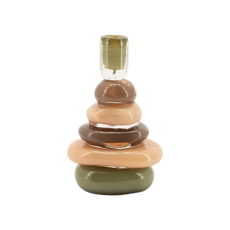 Toras 1 lysestage 12,5x9,5x25 cm glas multicolour