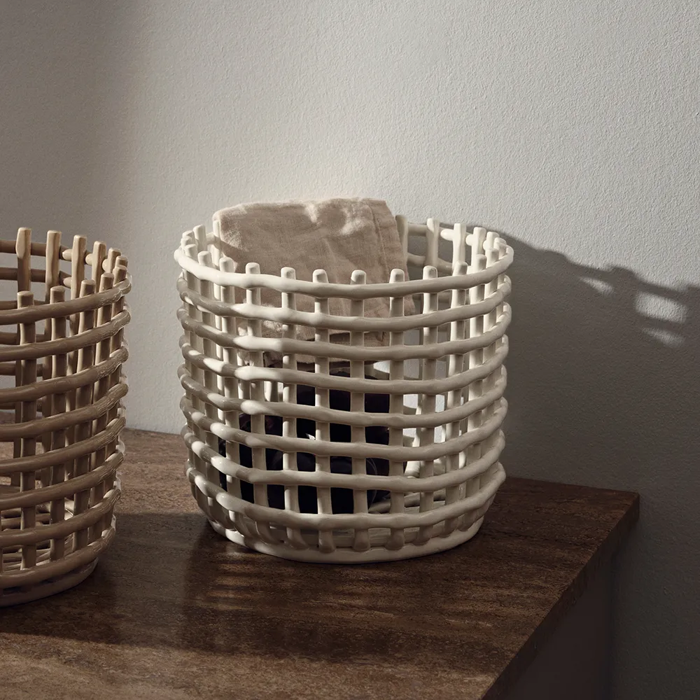 Ceramic Basket - Large - Off-white