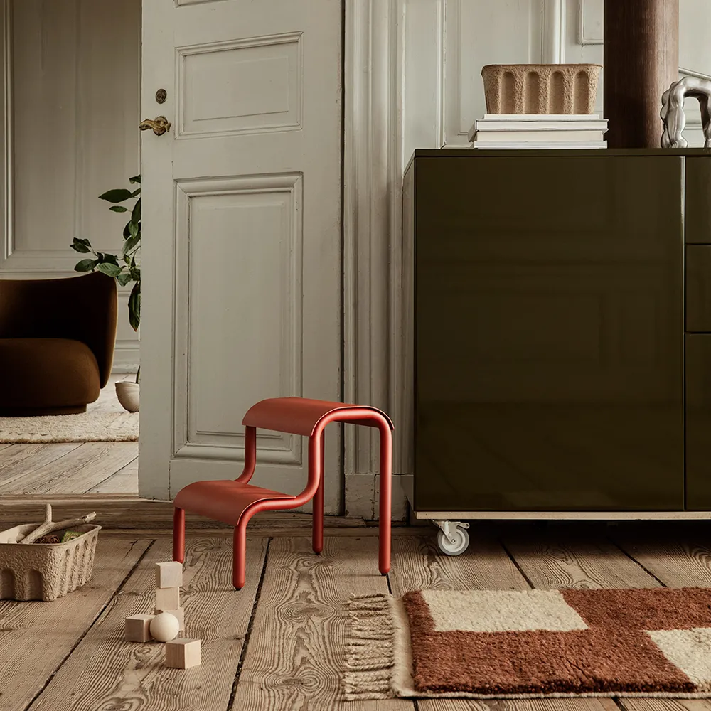 Mara Knyttet Tæppe 120x80 cm Dk Brick/Off-White