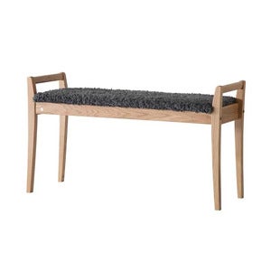 Meja Bænk Lakeret eg/fåreskindslook Mørkegrå