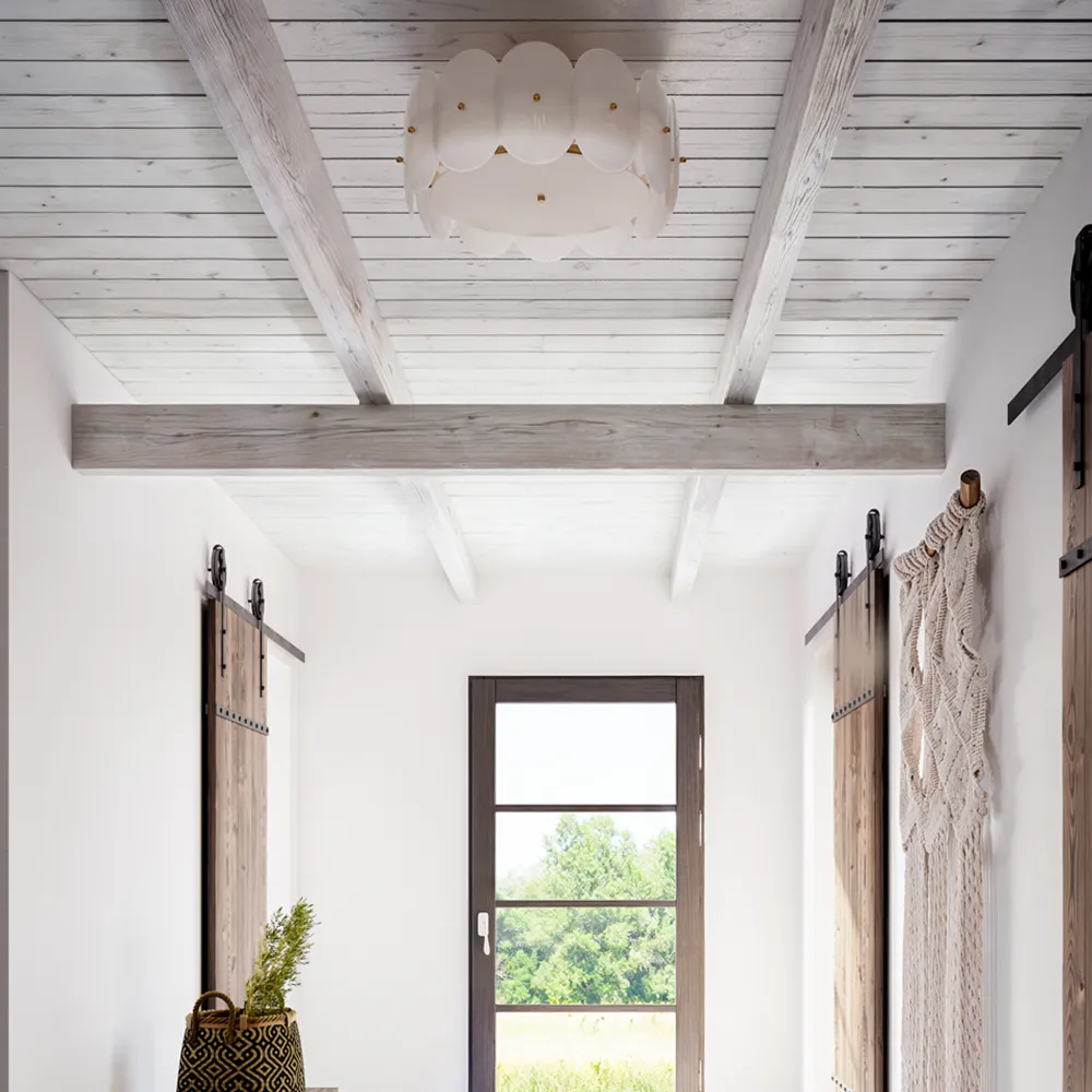 Omlott plafond Ø53cm messing/hvid