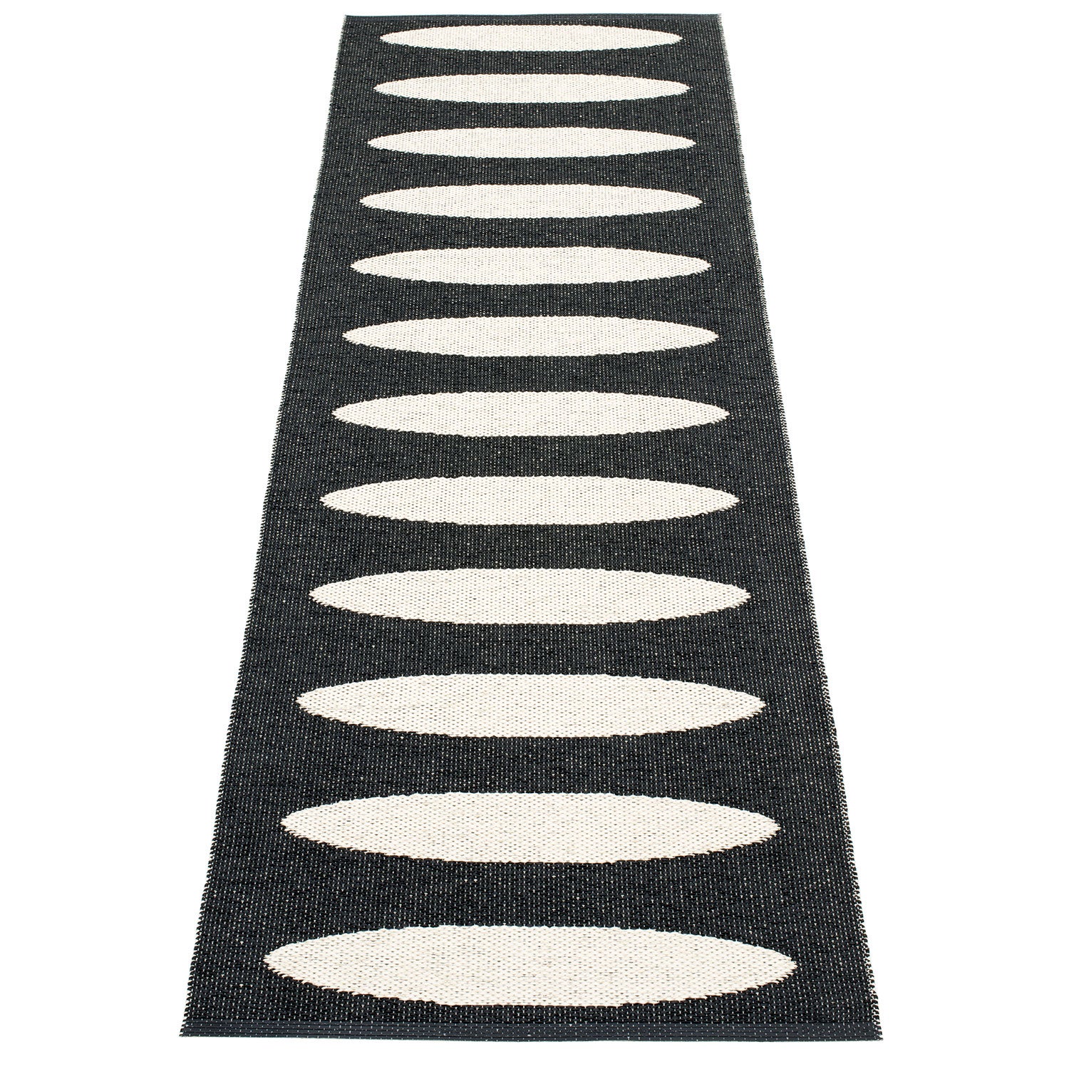 Pappelina, Ella tæppe 70x225 cm black / vanilla