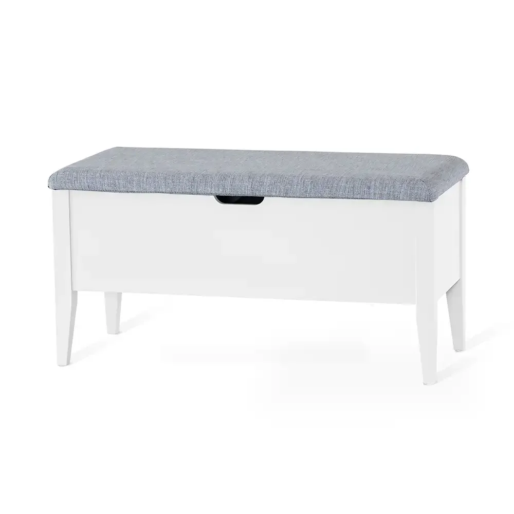 Torkelson, Klinte bænk 90 cm hvid med gråt stof
