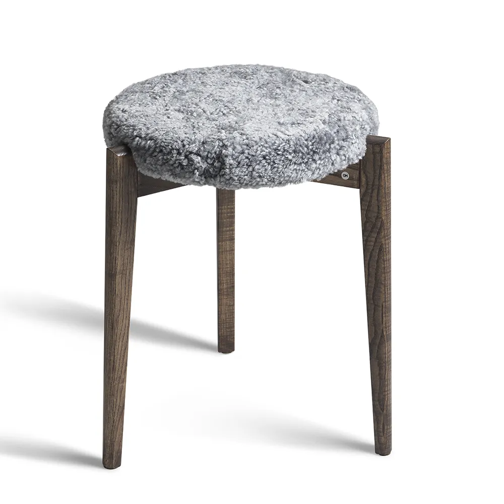 Vinz Stool Brun olieret ask/fåreskind lysegrå