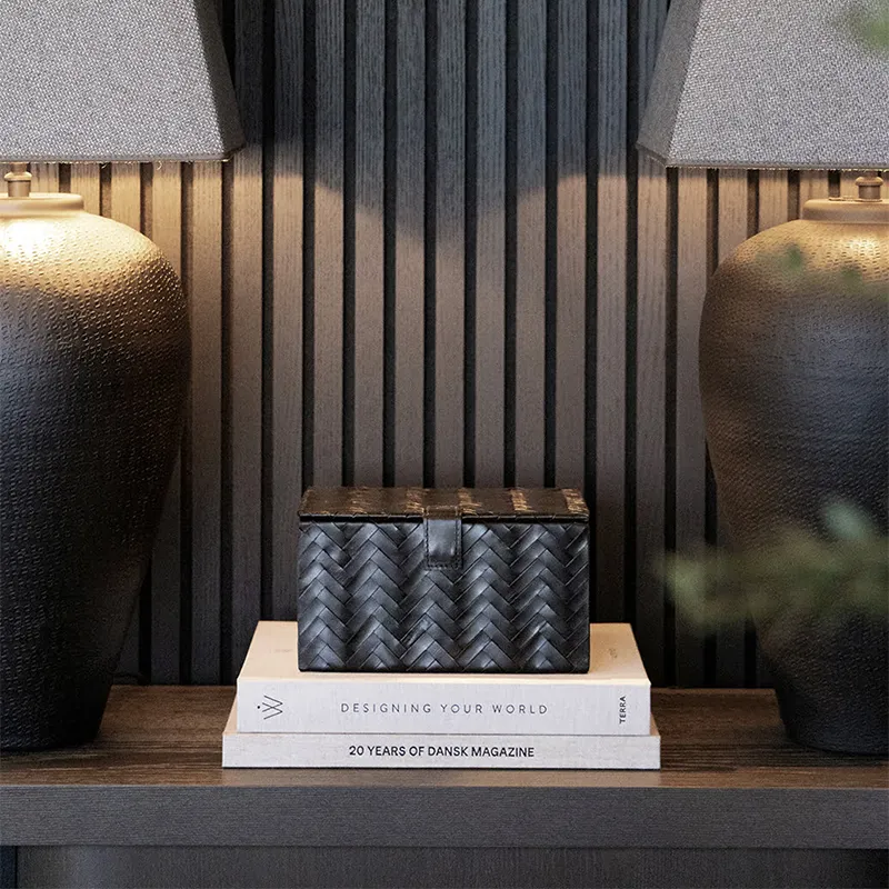 Fontana 3-sæt læderæsker sort