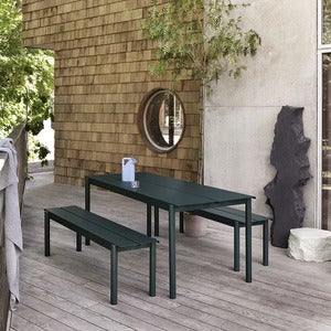 Linear Steel Spisebord 140X75 cm Warm Galvanized Steel 