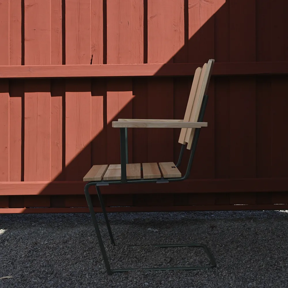 A2 Lænestol Olieret fyrretræ / Grønt stel