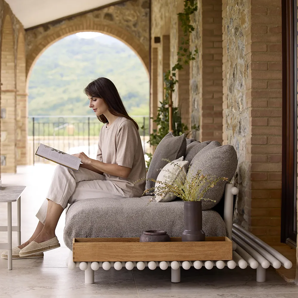 Sticks sofa m/chaiselong Alu/umber brown