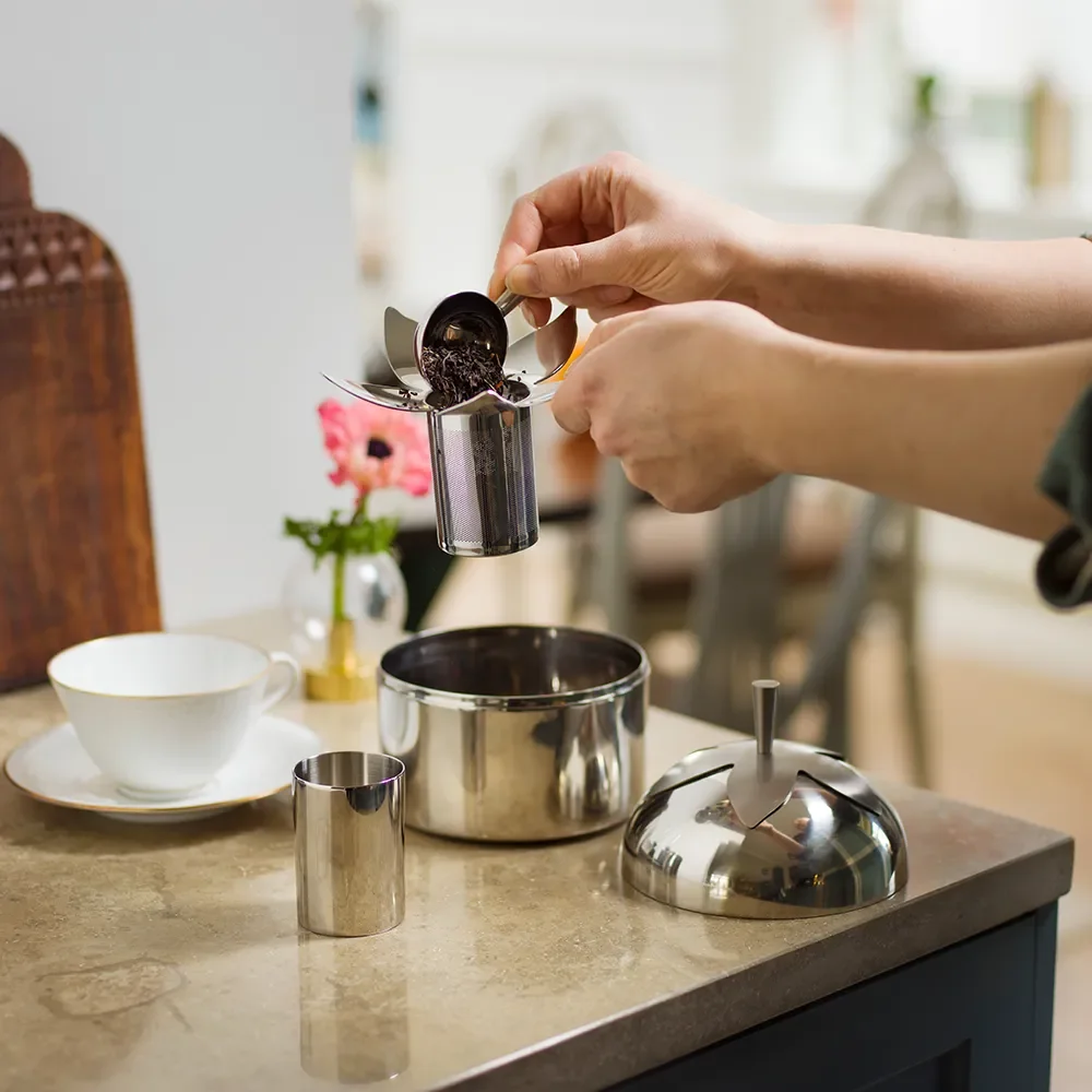 Blad Kaffe og Te Dåse Steel Small