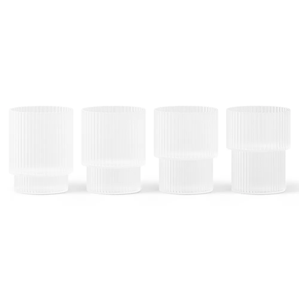 Ferm Living Ripple glas small 6 cl 4-pak Frosted