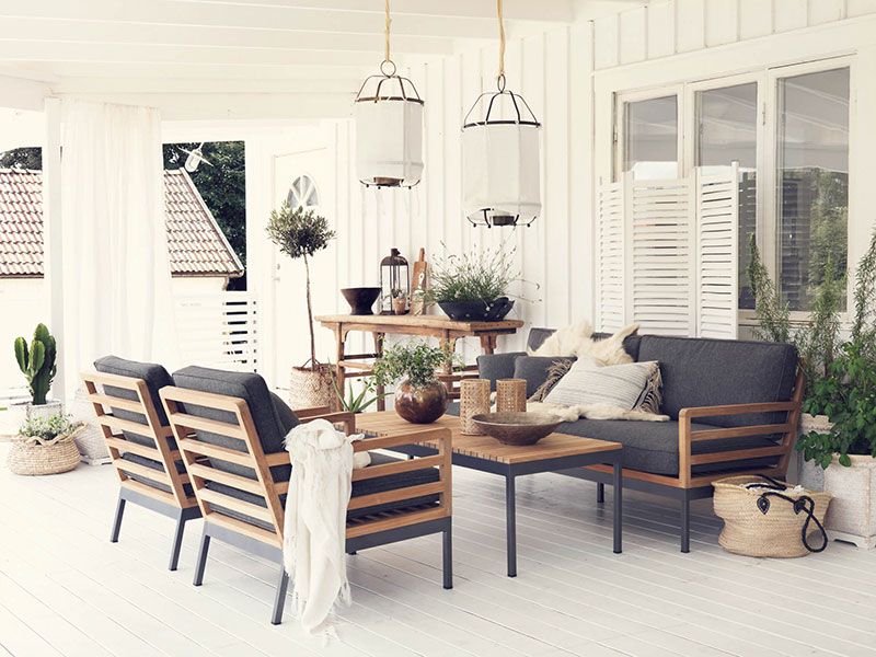 Zalongo Lænestol Natur/Grå Teak Brafab