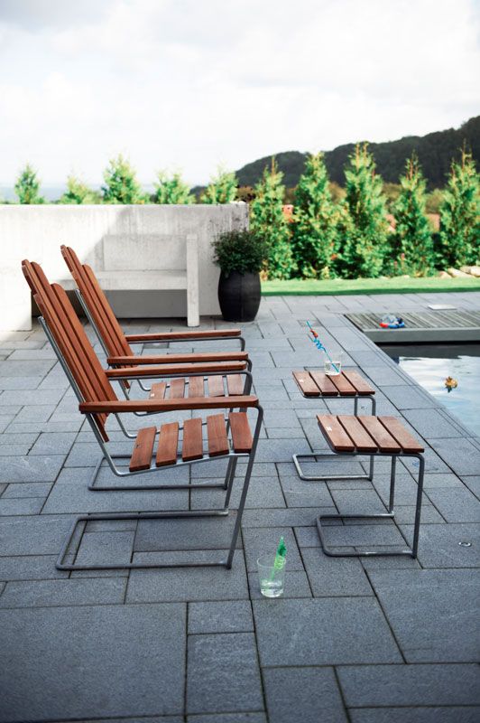 Bord 3A 3 Ubehandlet Teak/Varmgalvaniseret Understel Grythyttan Stålmöbler