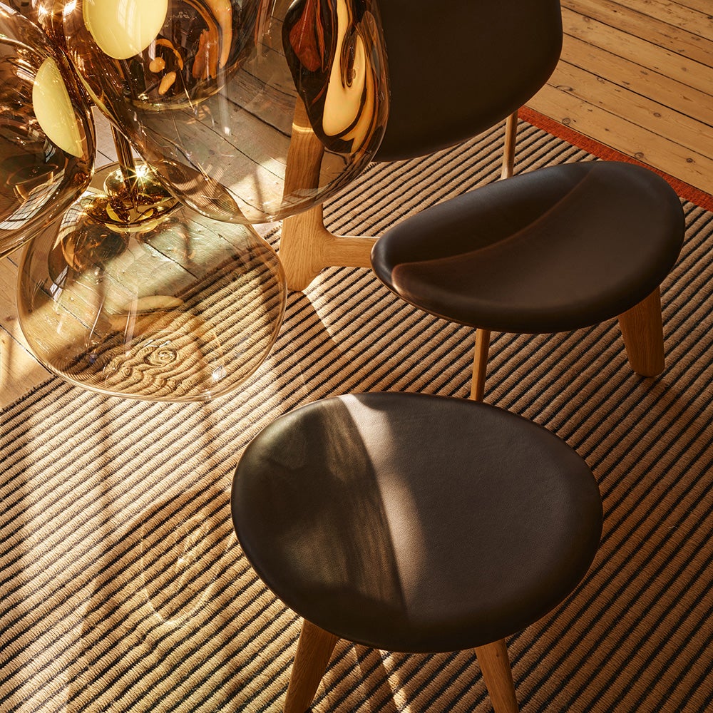 Slab ottoman natur sort læder