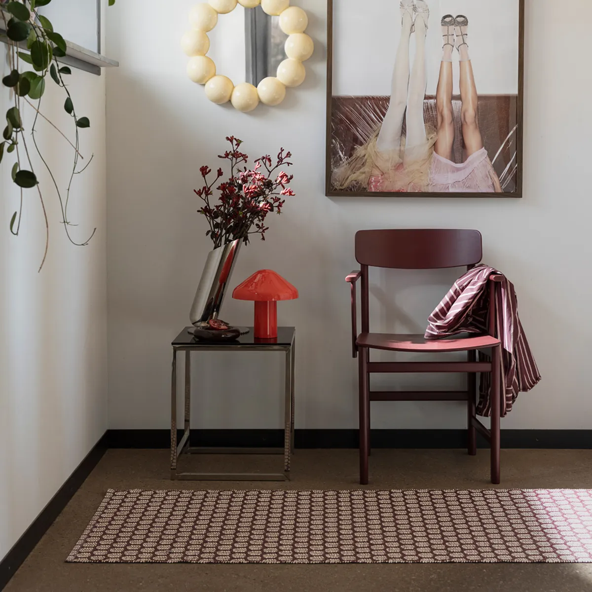 Vendbar Plastmåtte MIMI Burgundy/Cream 180x260 cm
