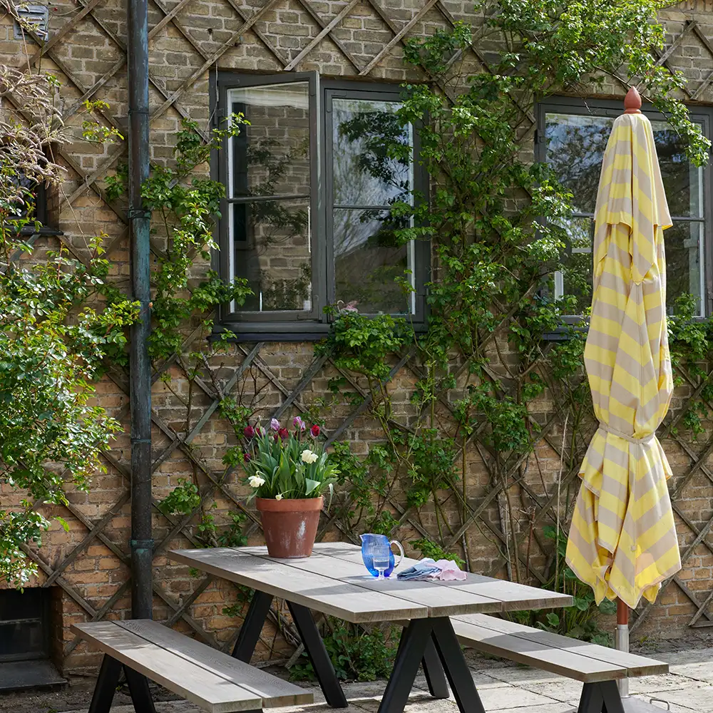 Messina Parasol Ø300 Lemon/Sand Stripe 