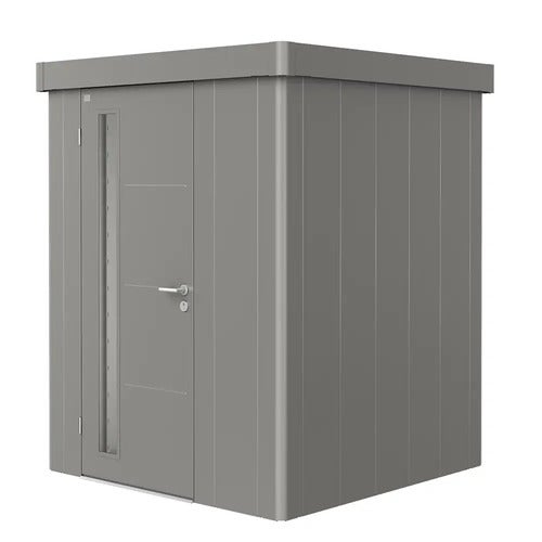 Neo 1A haveskur med standarddør, metallisk kvartsgrå