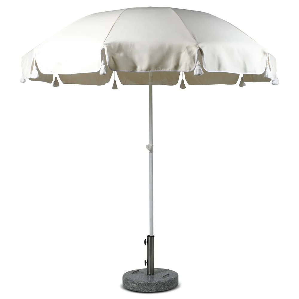 Parasol 220 cm med kvaster nature 30