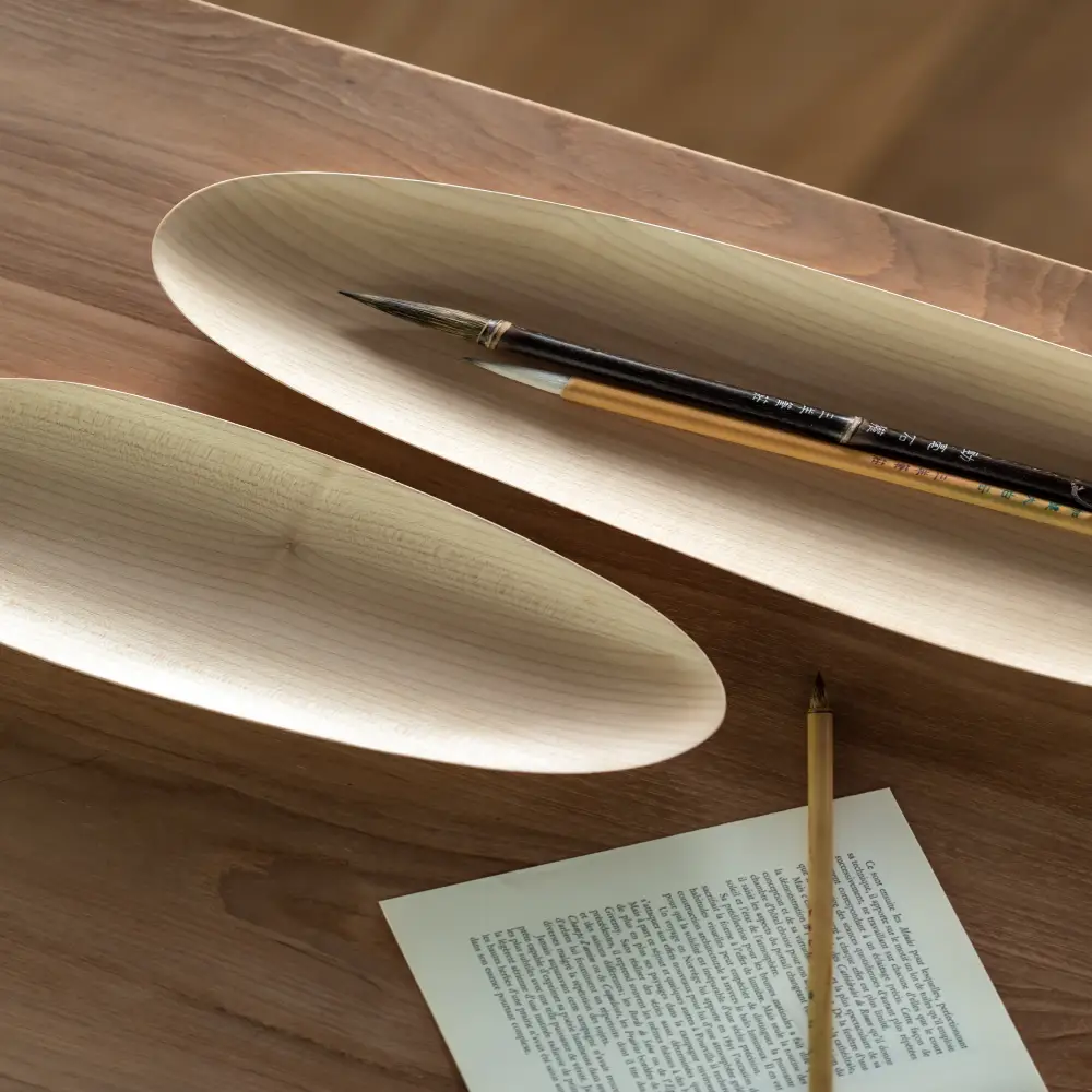 Thin ovale bakker lakeret ahorn- sæt med 2 stk