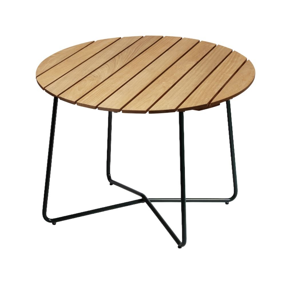 Grythyttan Stålmöbler, Bord 9A 100 cm, oljet eg / grønt understel