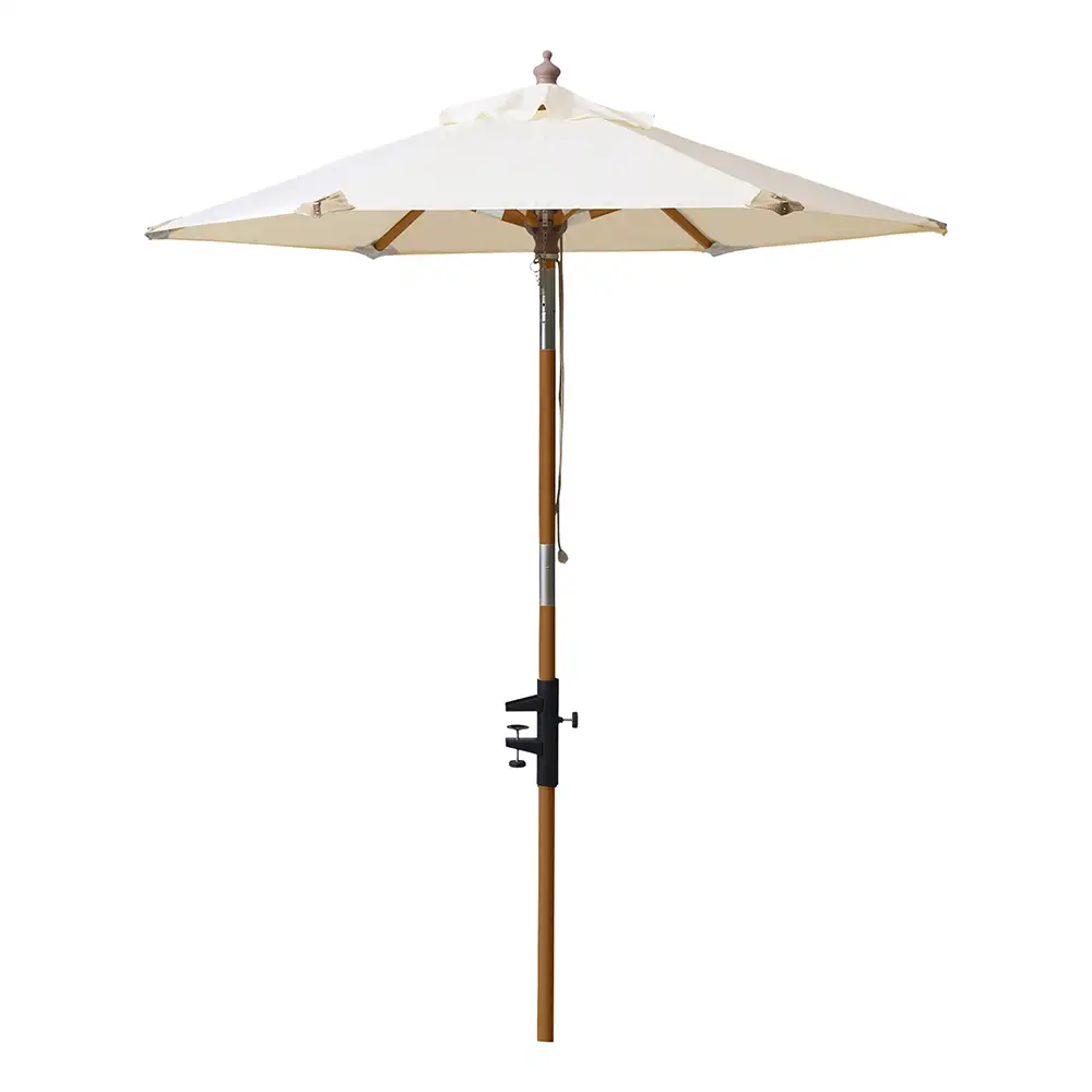 Cinas 180 cm Balkon parasol hvid/teaktræ