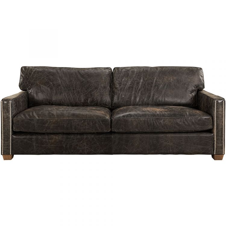 Viscount 3-pers. Sofa Leather Fudge Artwood