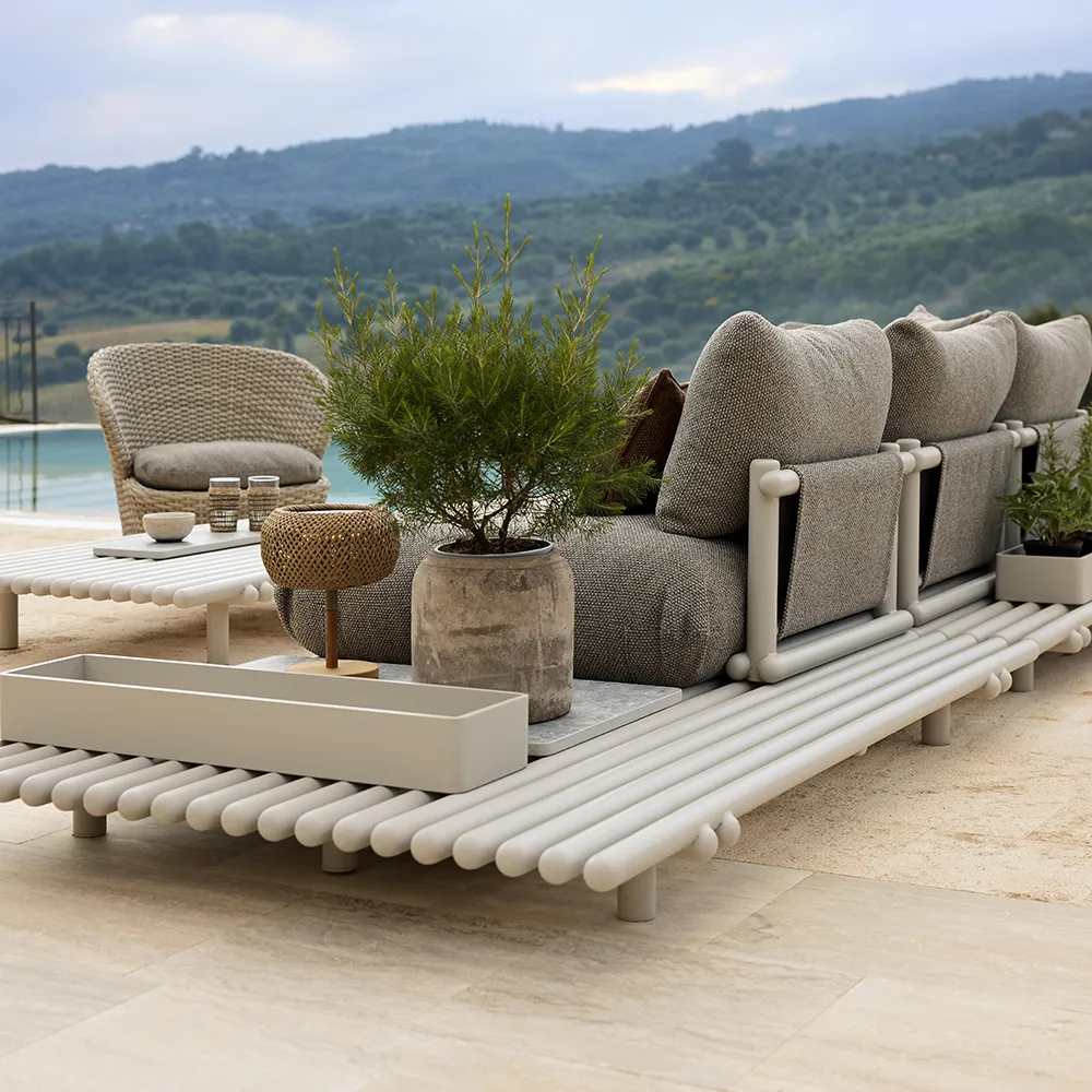 Sticks sofa m/chaiselong Alu/desert sand