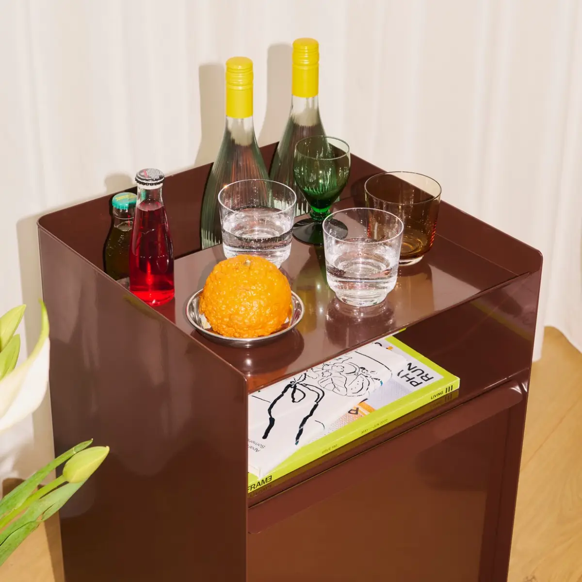  Folded Trolley H 61,5 cm med skuffe – mørkerød Muuto
