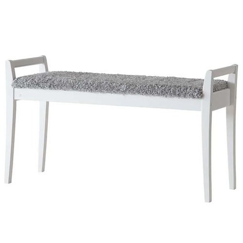 Meja Bench Hvidlakeret birk/læderlook Lysegrå